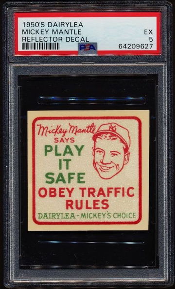 1950's Dairylea Mickey Mantle Reflector Decal PSA 5