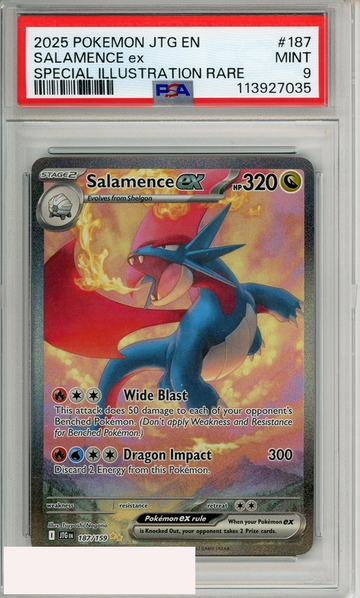 2025 POKEMON JTG EN-JOURNEY TOGR SALAMENCE EX #187 SPL ILL RARE PSA 9