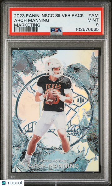 2023 Panini National Silver Pack Arch Manning #AM Marketing /25 Short Print Parallel/Variety Rookie Insert PSA 9