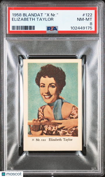 1958 Blandat "X NR." Elizabeth Taylor #122 PSA 8