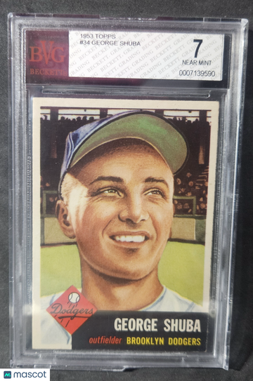 Graded 1953 Topps #34 George Shuba BVG 7 Baseball Card