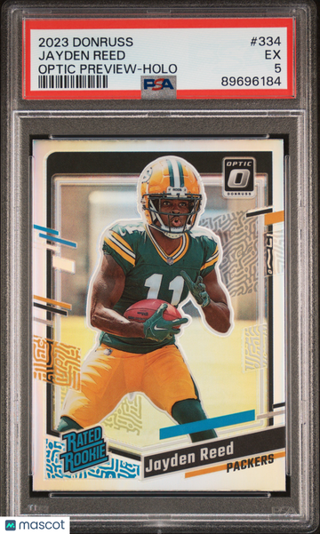 2023 Panini Donruss Jayden Reed #334 Optic Preview Holo PSA 5