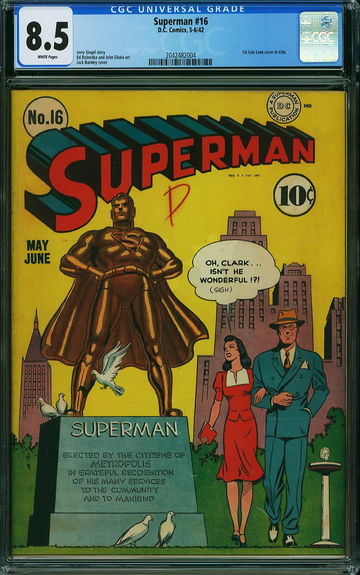 Superman #16 (DC, 1942) CGC VF+ 8.5 White pages. 1st Lois Lane Cover in Superman  3RD HIGHEST GRADED