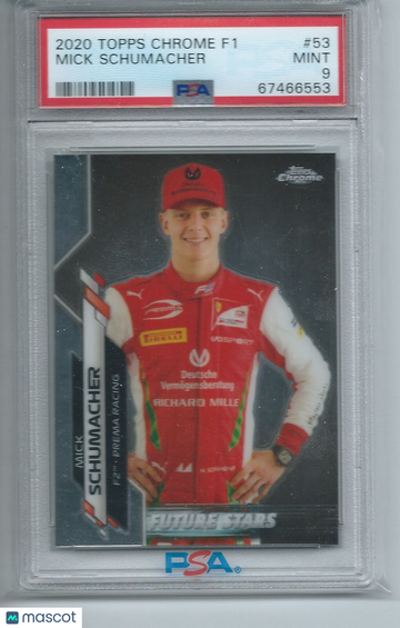 2020 Topps Chrome Formula 1 Mick Schumacher #53 PSA 9