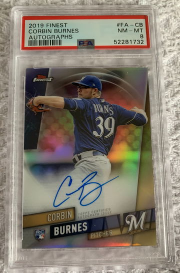 2019 Finest Corbin Burnes Autographs #FA-CB PSA 8. Population 3, 10 higher