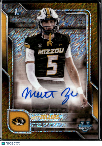 2025 Topps Bowman University Chrome Football Matt Zollers #BCA-MZ Gold Shimmer Refractor /70