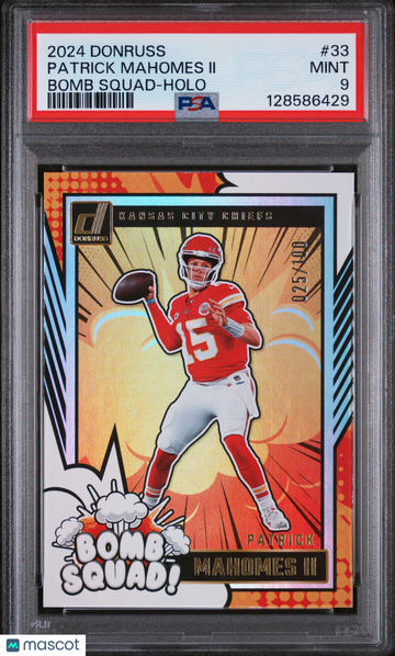 Patrick Mahomes II 2024 Panini Donruss #33 Holo 025/100 PSA 9