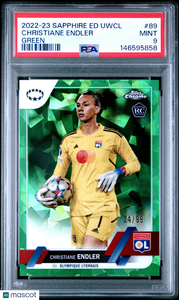 2022-23 Topps Chrome Sapphire Edition Christiane Endler #89 Green /99 Rookie PSA 9