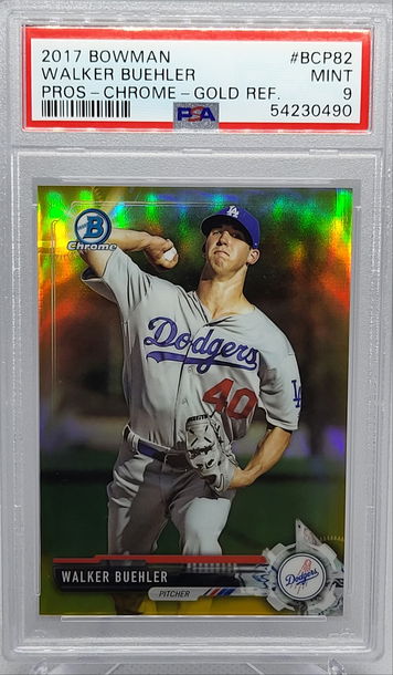 2017 Bowman Chrome Prospects #BCP 82 Walker Buehler GOLD Refractor #/50 PSA 9 POP 2