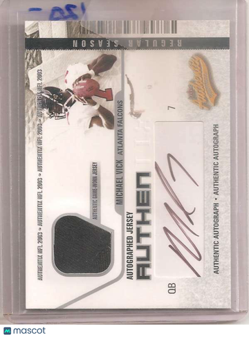 2003 Fleer Authentix Jersey Autographs Regular Season Michael Vick #AJA-MV Base Set,Autograph,Piece of Authentic