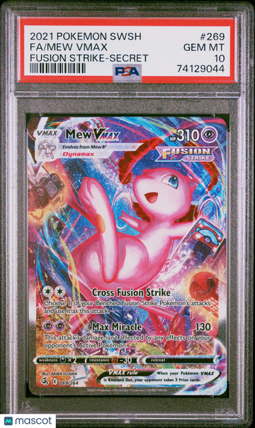2021 Pokemon Sword & Shield Fusion Strike Mew VMAX Fusion Strike-Secret Fa PSA 10 #269
