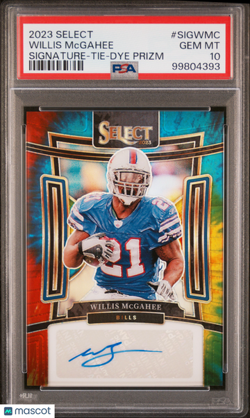 2023 Select Willis Mcgahee Signature Tie Dye Auto /25 PSA 10