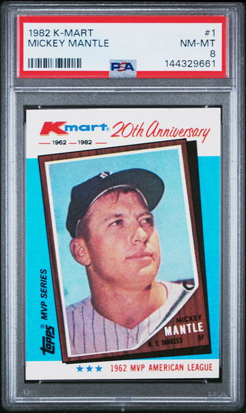 1982 Topps K-Mart Mickey Mantle #1 PSA 8
