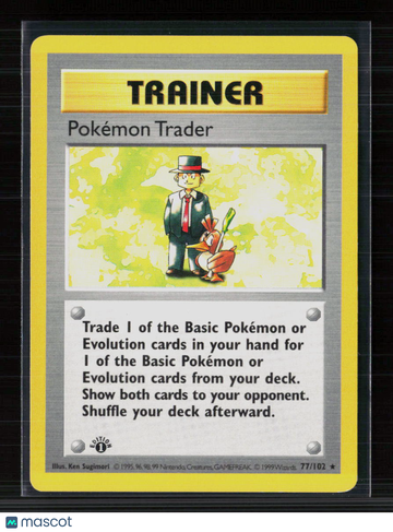 1999 Base Set Pokemon Trader Rare 1st Edition #77/102