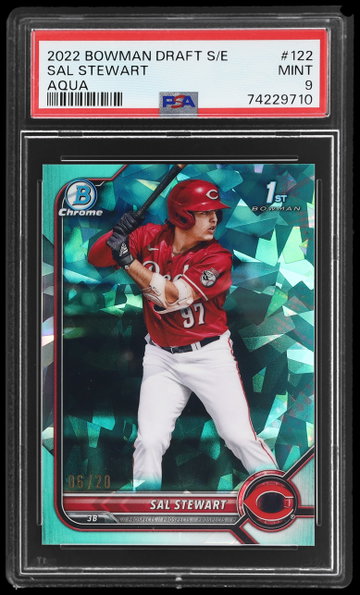 2022 Bowman Draft Sapphire Edition Sal Stewart Aqua PSA 9