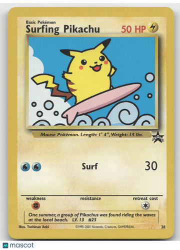 2001 Wizards Surfing Pikachu Black Star Promo #28