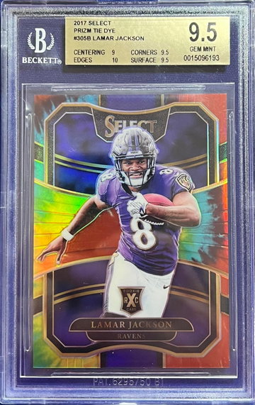 2017 Select XRC Lamar Jackson Tie Dye Prizm #/25 BGS 9.5 2018 Rookie RC