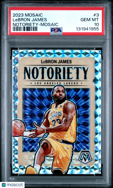 2023 Panini Mosaic Notoriety LeBron James #3 mosaic PSA 10