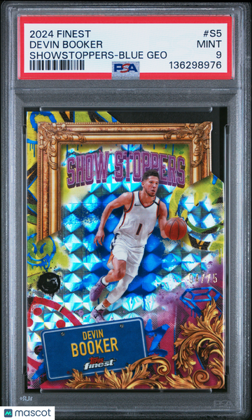 2024 Topps Finest Showstoppers Devin Booker #S5 Blue Geo /15 PSA 9