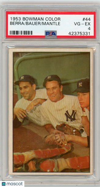 1953 Bowman Color Mantle Bauer Berra #44 PSA 4