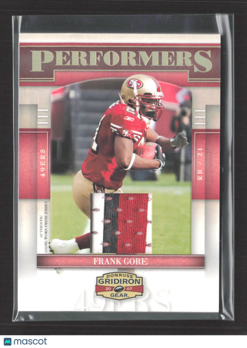 2007 Donruss Gridiron Gear Performers Frank Gore #P-46 /50 Authentic Game-Worn Prime Jersey