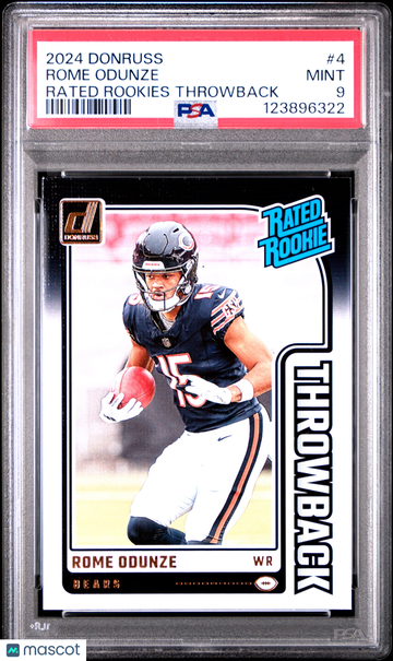 2024 Panini Donruss Rated Rookies Throwback Rome Odunze #4 Rookie PSA 9