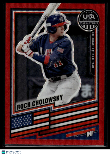 2026 Panini Stars & Stripes Prizm USA Baseball Roch Cholowsky #81 Ruby Wave