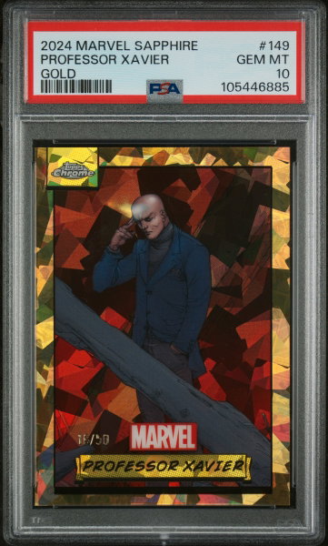 2024 Topps Chrome Marvel Sapphire Edition Gold Professor Xavier #149 /50 PSA 10