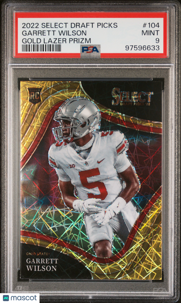 2022 Panini Select Draft Picks Garrett Wilson #104 Gold Lazer Prizm PSA 9