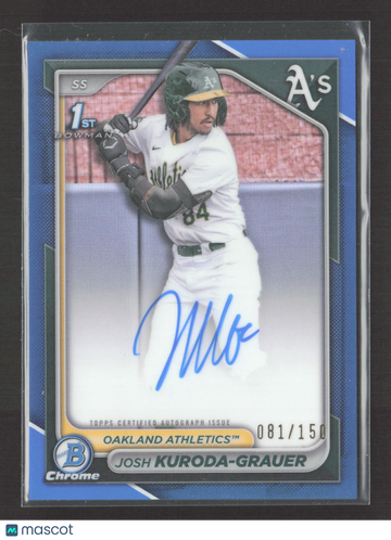 2024 Topps Bowman Chrome Josh Kuroda-Grauer #CPA-JK Blue Refractor 1st Bowman 081/150 Auto