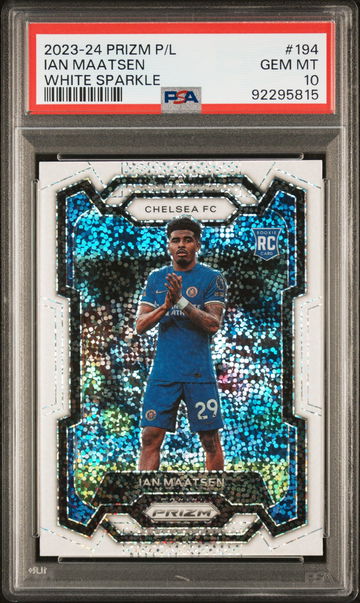 2023-24 PANINI IAN MAATSEN PRIZM PREMIER LEAGUE WHITE SPARKLE #194 PSA 10