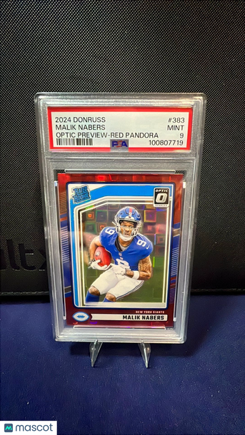 Graded 2024 Panini Donruss Malik Nabers Optic Preview Red Pandora #383 PSA 9 Football Card