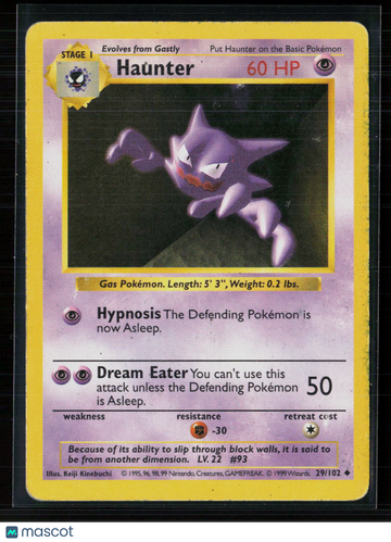 1999 Base Set Haunter Uncommon #29/102