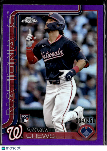 Dylan Crews 2025 Topps Chrome RC Purple Refractor /250 Washington Nationals