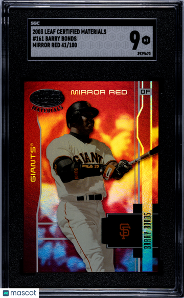 2003 Leaf Certified Materials Barry Bonds #161 Mirror Red SGC 9