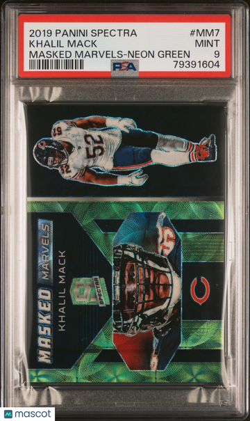 2019 Panini Spectra Masked Marvels Khalil Mack #MM7 Neon Green PSA 9
