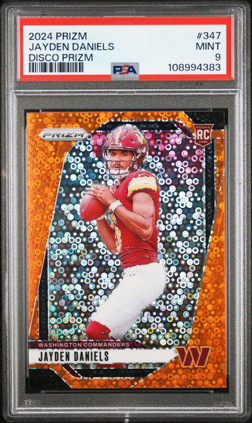 2024 PANINI PRIZM JAYDEN DANIELS DISCO PRIZM #347 RC ROOKIE PSA 9