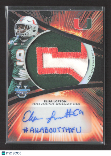 2025 Bowman University's Best Football Elija Lofton #JRA-EL Refractor /10 Prospect Jumbo Relic Autograph Refractor Card
