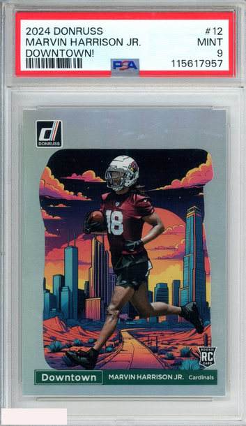 2024 PANINI DONRUSS DOWNTOWN! MARVIN HARRISON JR #12 ROOKIE RC PSA 9 MINT