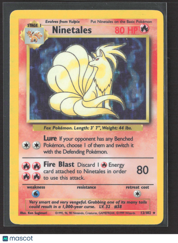 1999 Base Set Ninetales Holo Rare #12/102