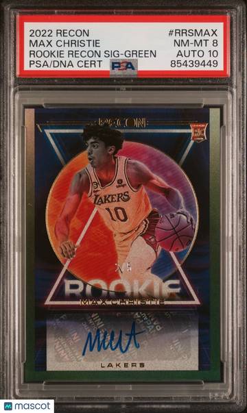 2022 Recon Max Christie #RRS-MAX Green Rookie PSA 8 Panini Authentic Auto 10