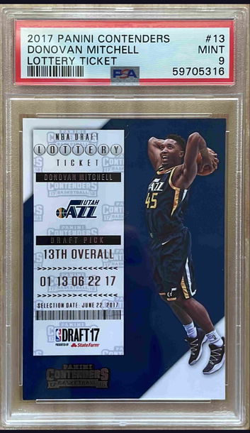 Donovan Mitchell 2017 Panini Contenders Lottery Ticket PSA 9 RC