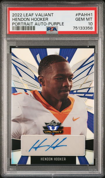 2022 Leaf Valiant Portrait Auto Purple Hendon Hooker #PAHH1 Auto /15 PSA 10