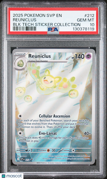 2025 Pokemon SVP EN-SV Black Star Promo Reuniclus BLK Tech Sticker Collection PSA 10 #212