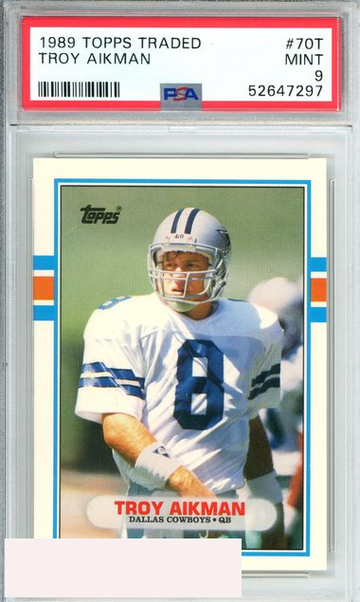 1989 TOPPS TRADED TROY AIKMAN #70T DALLAS COWBOYS ROOKIE RC PSA 9 MINT