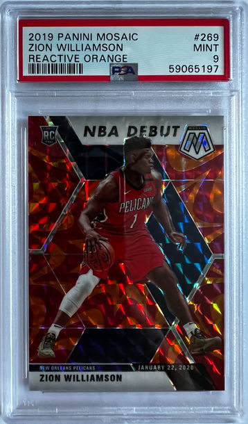 2019 Panini Mosaic Zion Williamson Reactive Orange PSA 9