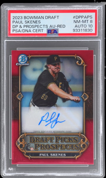 2023 Bowman Draft Picks And Prospects Paul Skenes Chrome Autograph Red Refractor PSA 8 AUTO