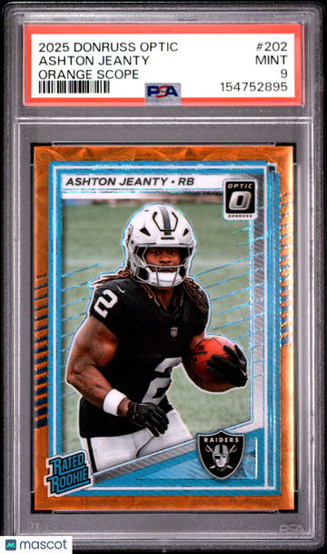 2025 Panini Donruss Optic Ashton Jeanty #202 Orange Scope PSA 9