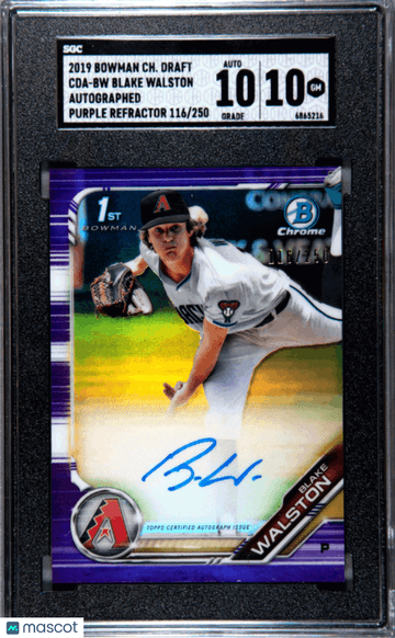 2019 Bowman Chrome Draft Blake Walston #CDA-BW Autograph Purple Refractor SGC 10 Auto 10