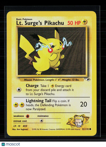 Pokemon 2000 Gym Heroes LT. Surge's Pikachu #81/132